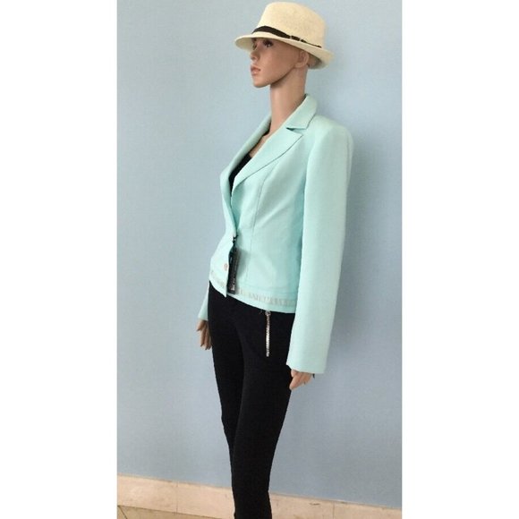NWT Authentic Unique Valentino Light Aqua Blue Jacket Blazer French IT 36 US 2 4 - Picture 7 of 11